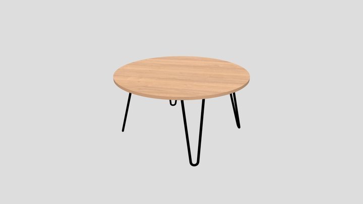 rounded table with hairpin legs 3D Model