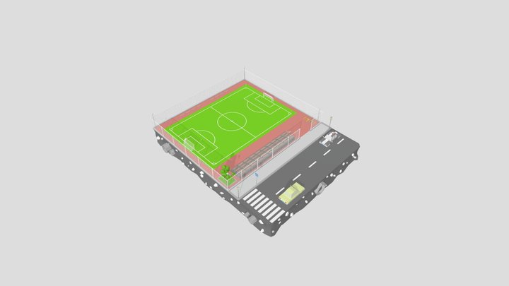 Football Soccer Field Low Poly 3D Model