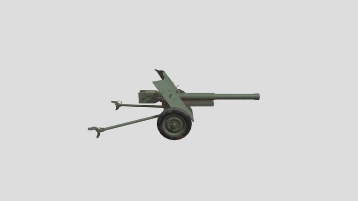 Russian 45mm Artillery Gun 3D Model