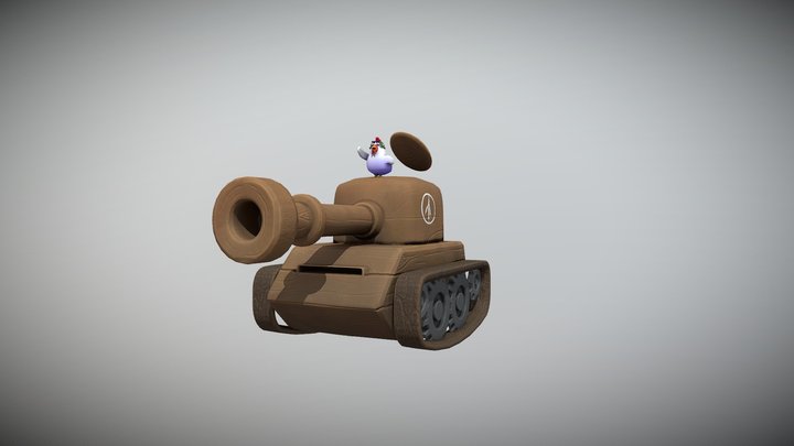 Stylized Wooden Tank 3D Model