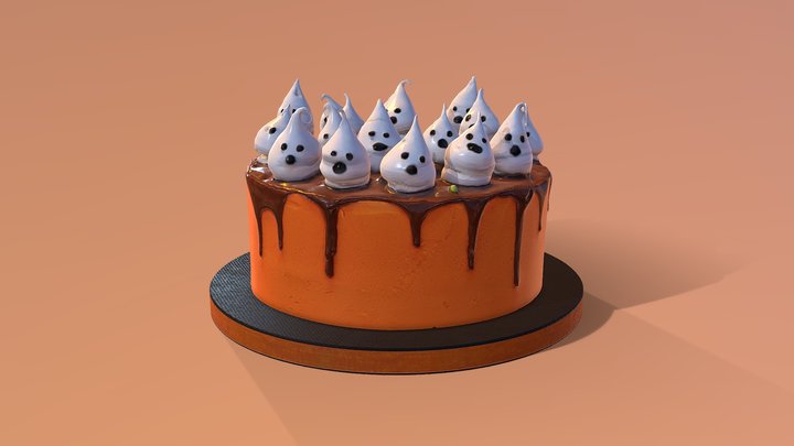 Spooky Ghosts Halloween Cake 3D Model