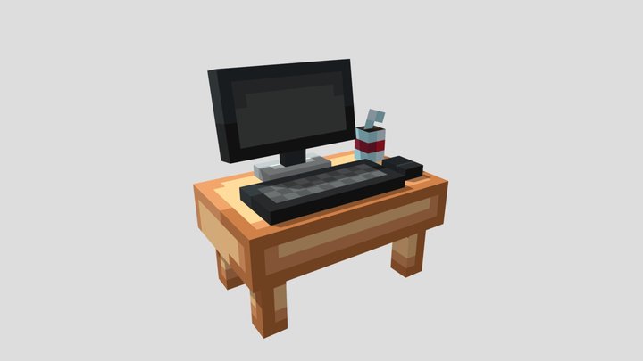 Computer and Desk 3D Model