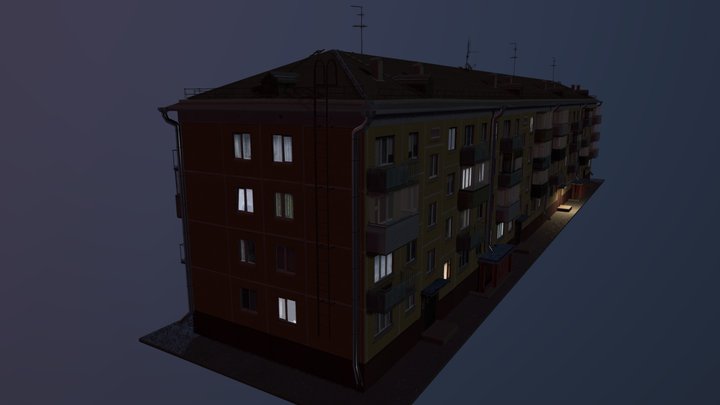 Soviet building (хрущёвка) 3D Model