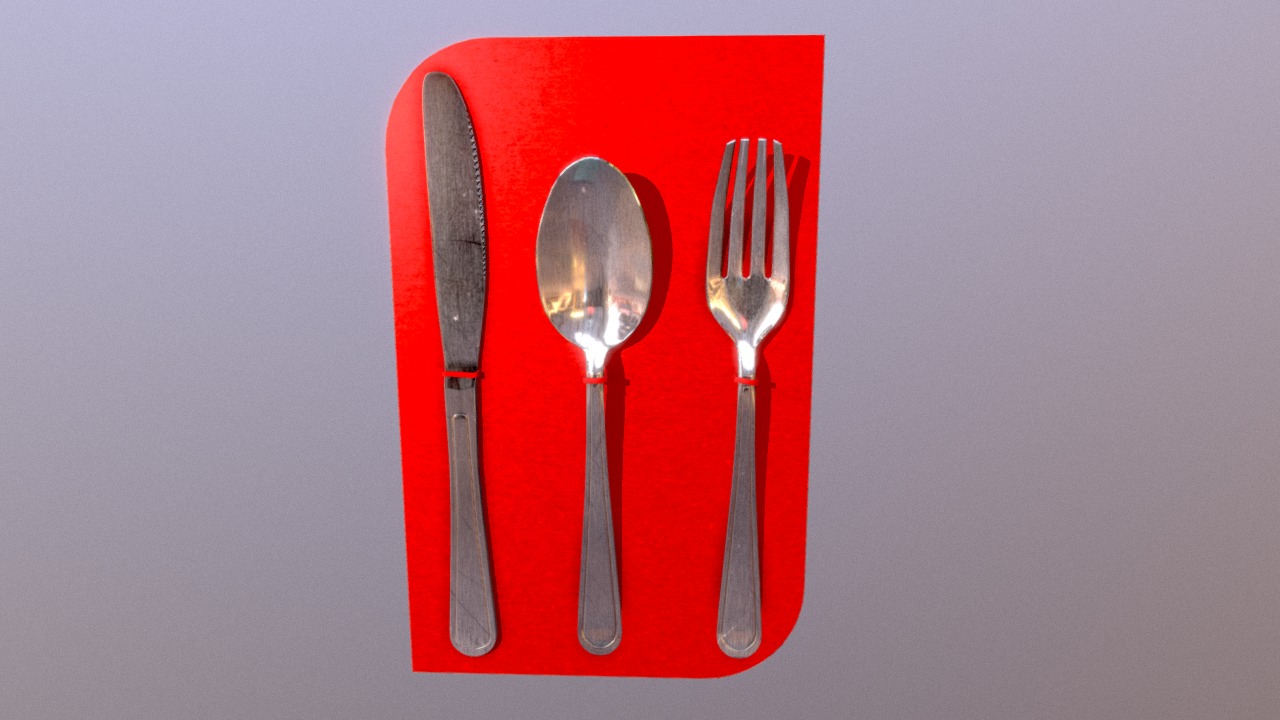3D model Cutlery Set Pack: Spoon, Fork, Knife - This is a 3D model of the Cutlery Set Pack: Spoon, Fork, Knife. The 3D model is about a set of silverware.
