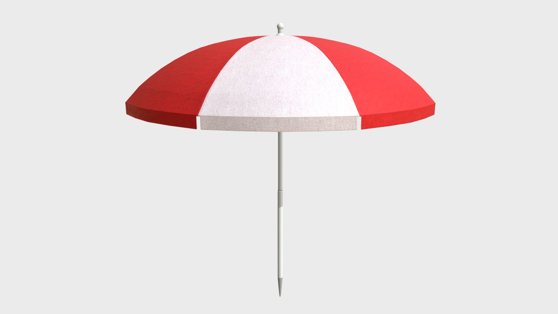 3D model Beach umbrella - This is a 3D model of the Beach umbrella. The 3D model is about a red and white flag.