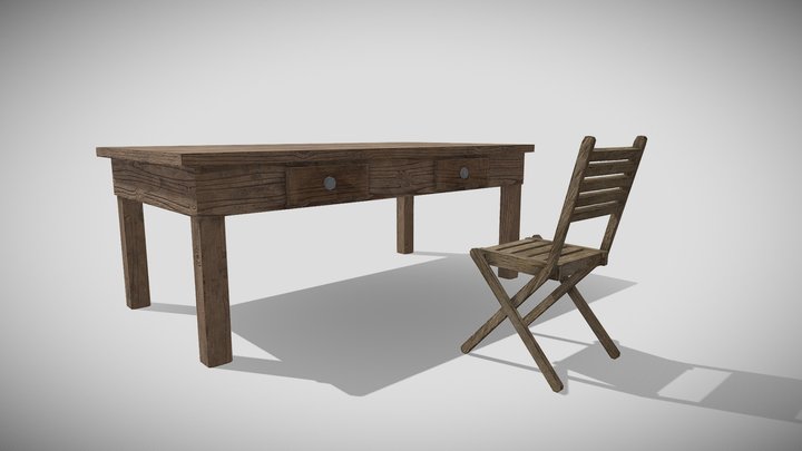 Table and Chair 3D Model