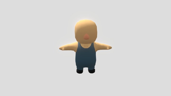 HyperCasual Fat Game Character Low Poly 3D Model