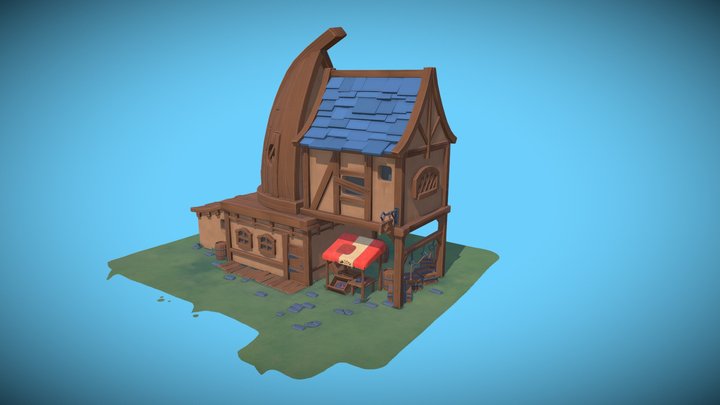 Stylized fisherman's house 3D Model