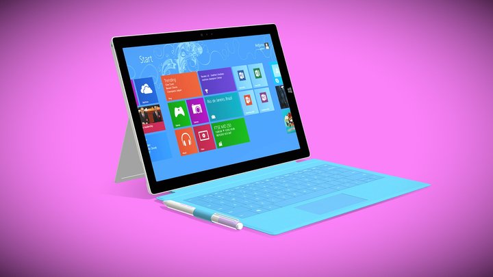 Microsoft Surface Pro 3 + Touch Cover 3D Model