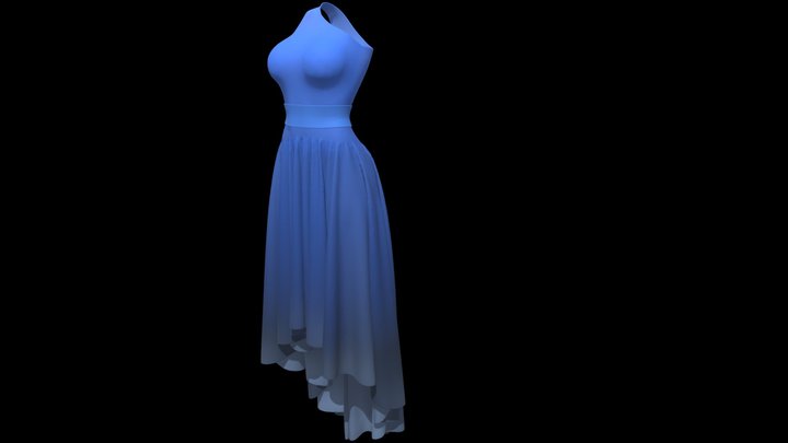 One-shoulder Formal Dress 3D Model