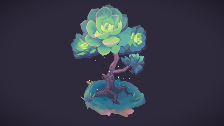 Hand-painted Succulent Tree 3D Model