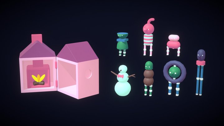 Cache-Cache - characters & house 3D Model