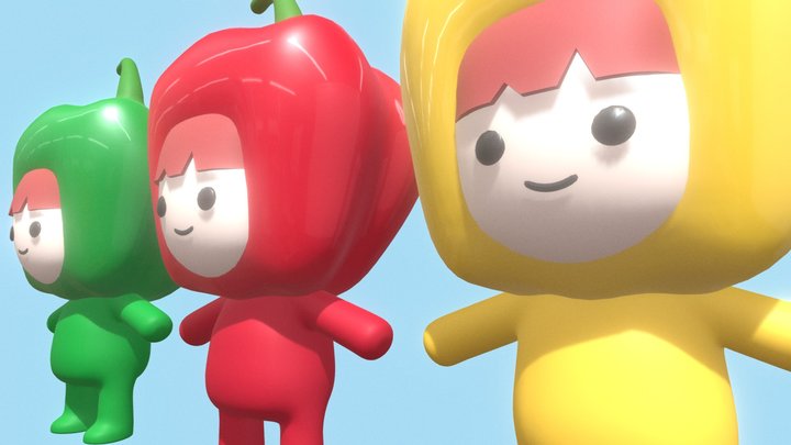 KAWAII Pepper - Cute cartoon character 3D Model
