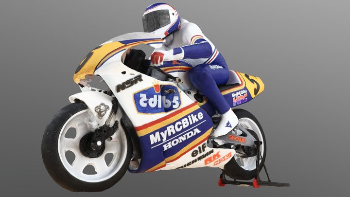 3D printed MyRCBike NSR500 1/5 RC Bike Rothmans 3D Model