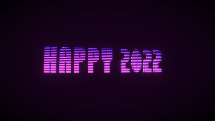Glowing neon sign "Hapyy 2022", 80s style 3D Model