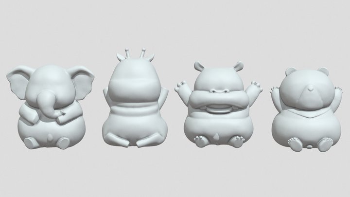 嬌生罐養 動物 3D Model