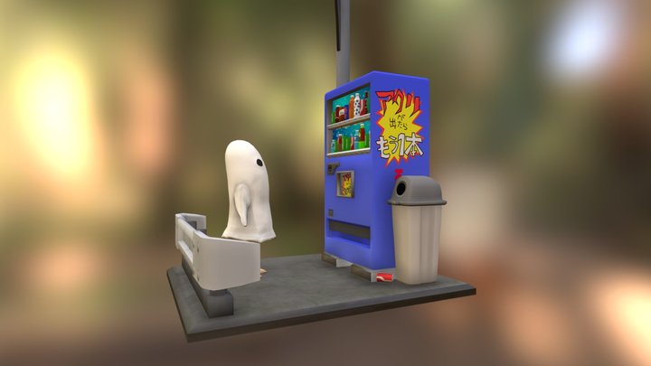 Obake-chan & Vending machine 3D Model