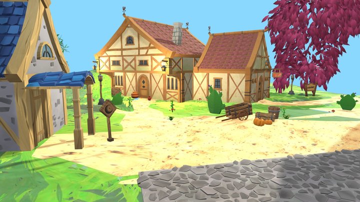 Modular Stylized  Village - Pack 3D Model