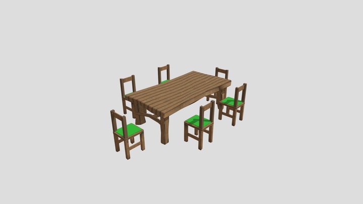 TAVOLO E SEDIE LOW POLY – Free 3D Model STL