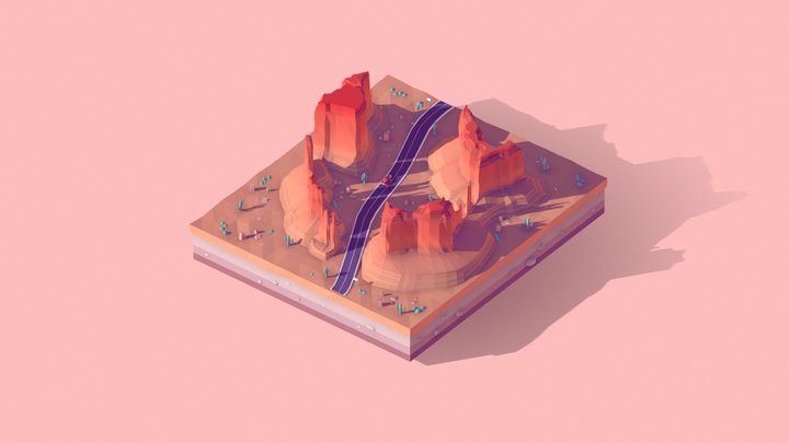 Cartoon Lowpoly Monument Valley Landmark 3D Model