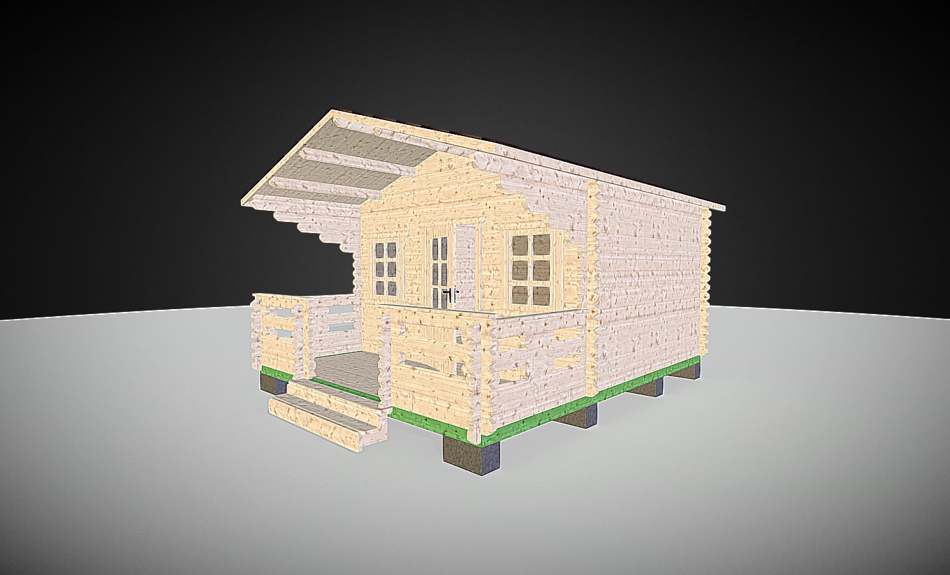 Садовый домик 3,8 х 4,5 м с верандой - Download Free 3D model by anim3d ...