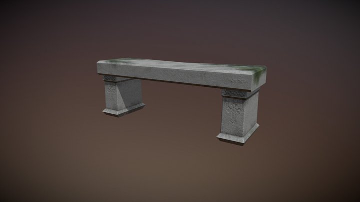 Medieval Stone Bench 3D Model