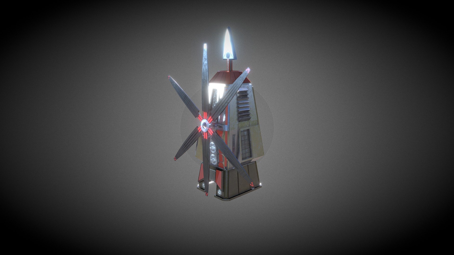 Student work - Game Asset - Futuristic Windmill - 3D model by ...