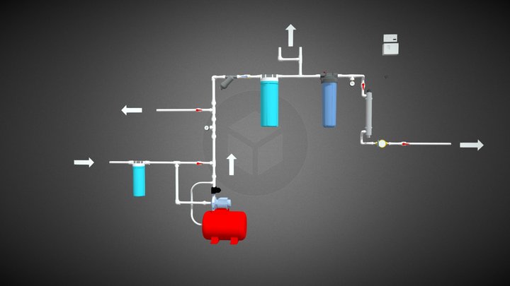 Water filtering system Simple 3D Model