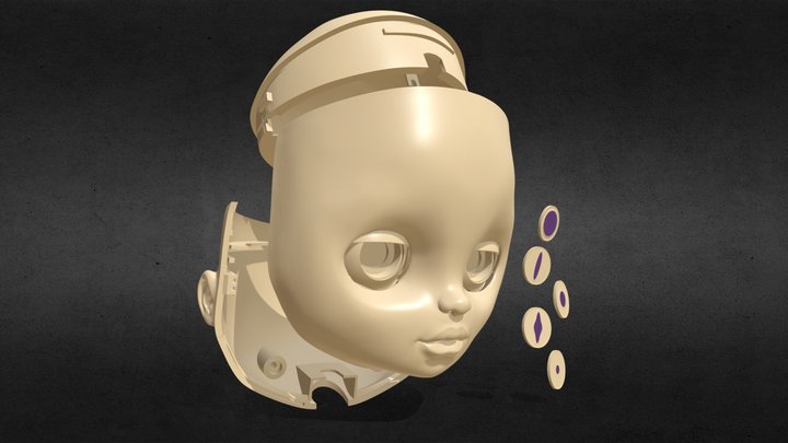 Blythe doll head full set with mechanism V2 3D Model