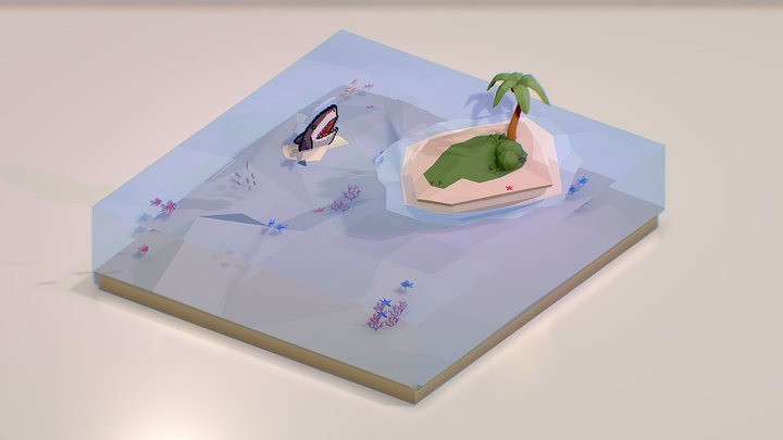 Ocean Environment Low Poly 3D Model