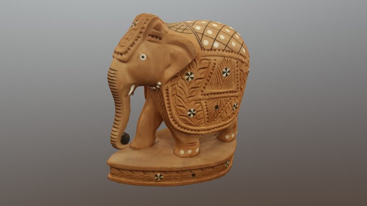 Indian wooden Elephant 3D Model