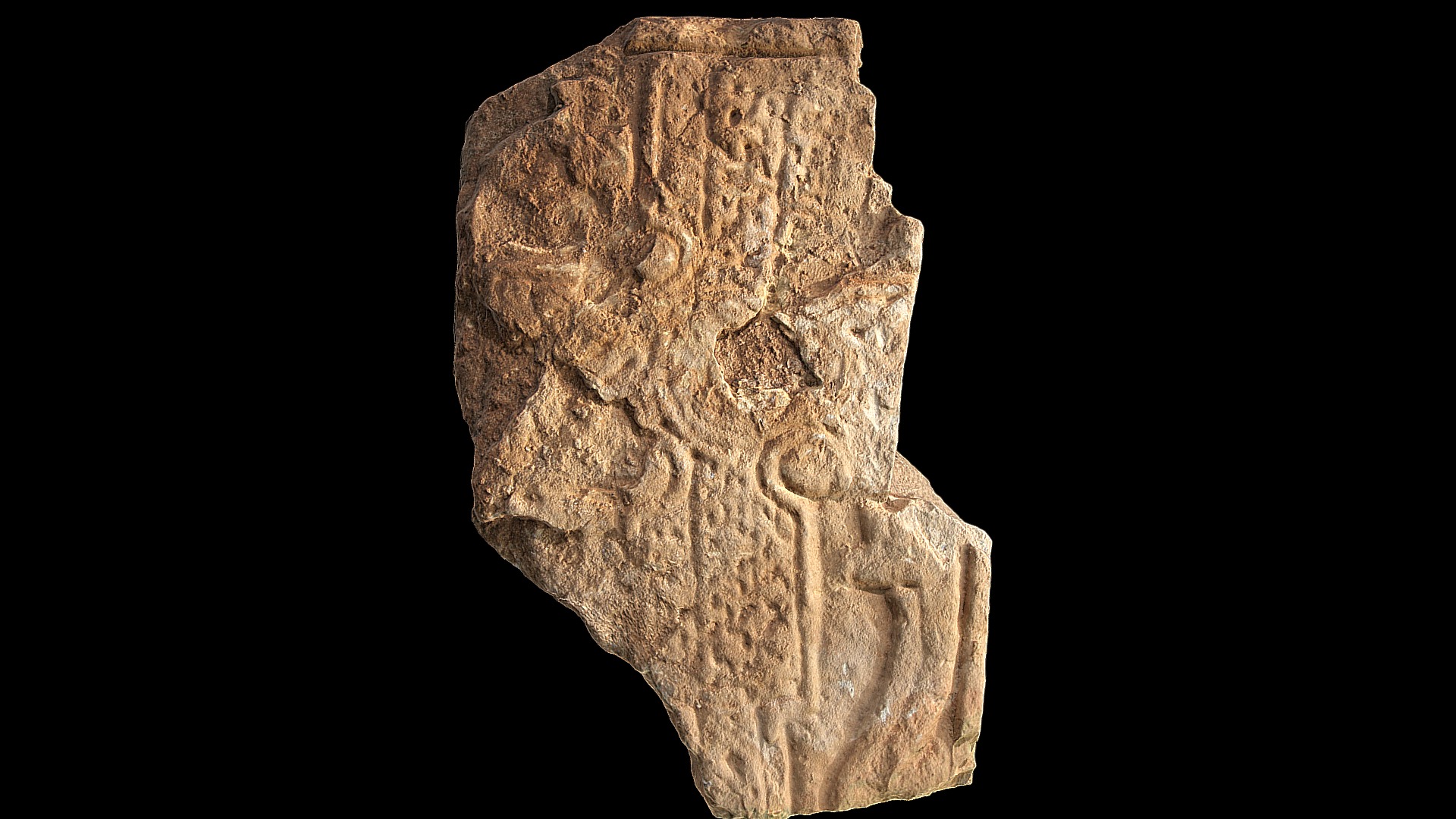 3D model Pictish Cross Slab, Newark Bay, Deerness, Orkney - This is a 3D model of the Pictish Cross Slab, Newark Bay, Deerness, Orkney. The 3D model is about a stone with a carving on it.