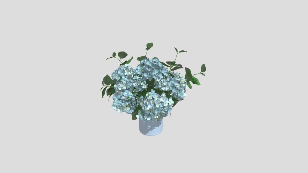 Blue Hydrangea Bouquet In Glass Vase