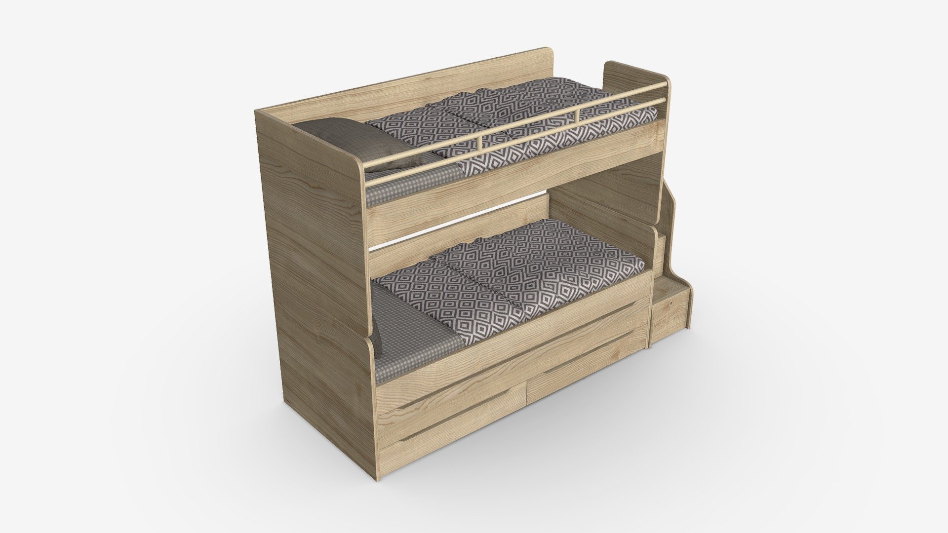 Bunk Bed for Children with Storage and Boxes - Buy Royalty Free 3D ...