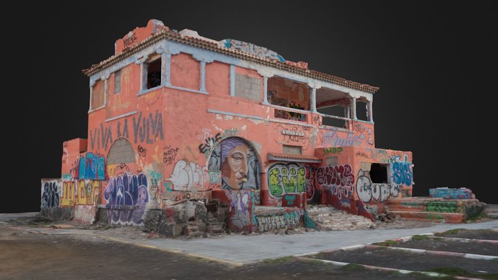 Seaside Abandoned Graffiti House Photoscan 3D Model