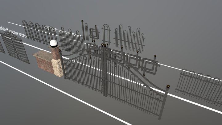 Modular Metal Fences and Gate Pack 3D Model