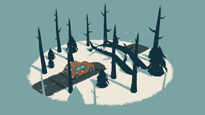 Snowy Road Diorama 3D Model