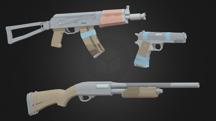 LowPoly Weapon Pack (Free Download) Nxee Models 3D Model