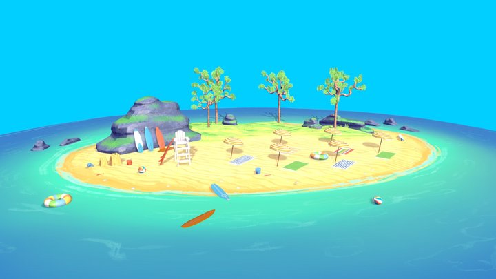 Beach Island 3D Model