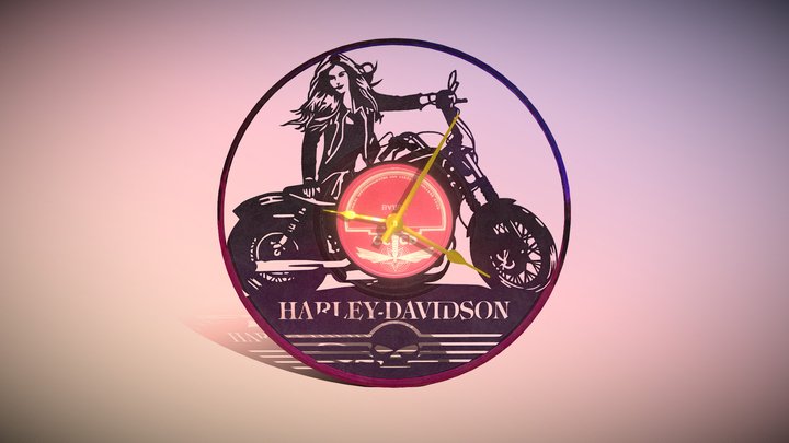 Clock Vinyl Harley Davidson 3D Model