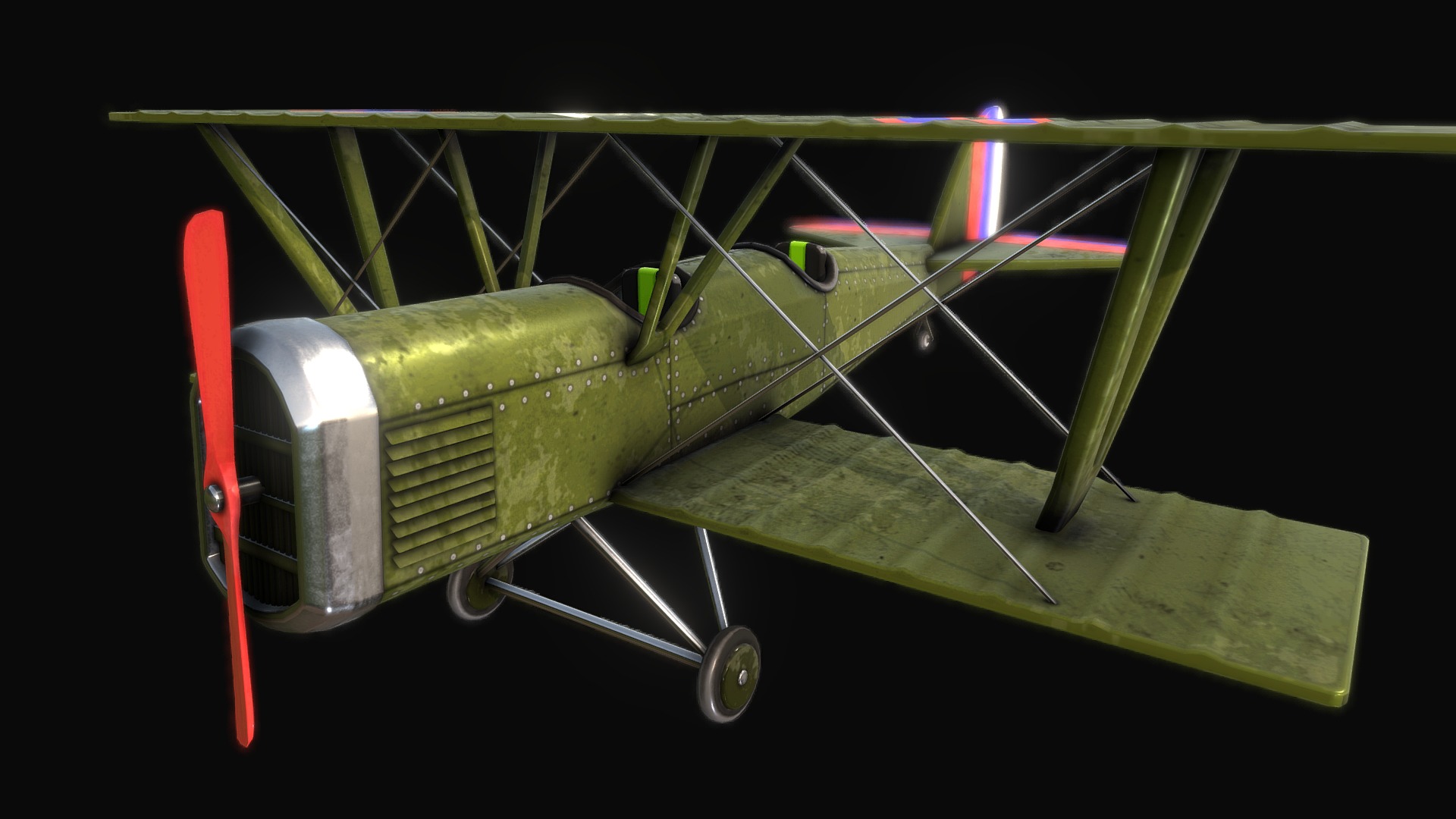3D model Biplane - This is a 3D model of the Biplane. The 3D model is about a model of a plane.