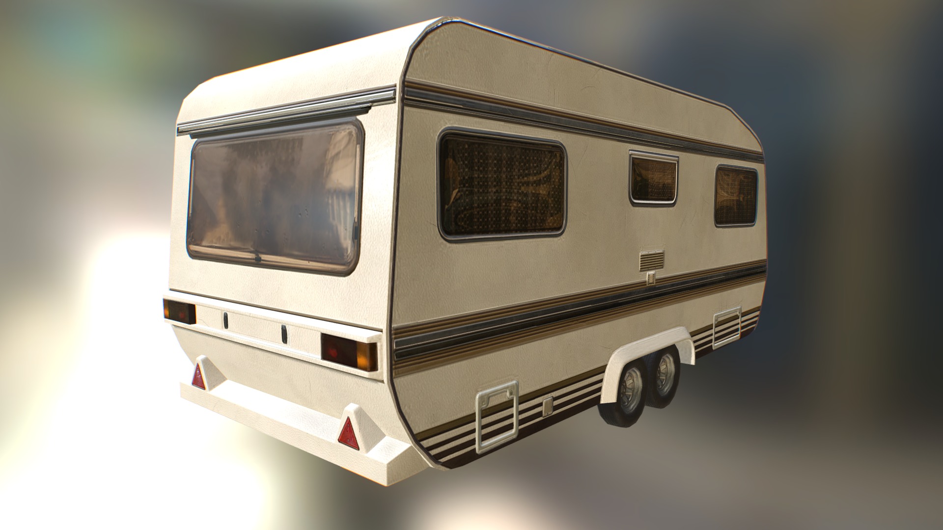 3D model RV Caravan lowpoly model - This is a 3D model of the RV Caravan lowpoly model. The 3D model is about a white van with a window.