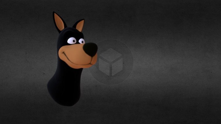 Cartoon Doberman Head 3D Model