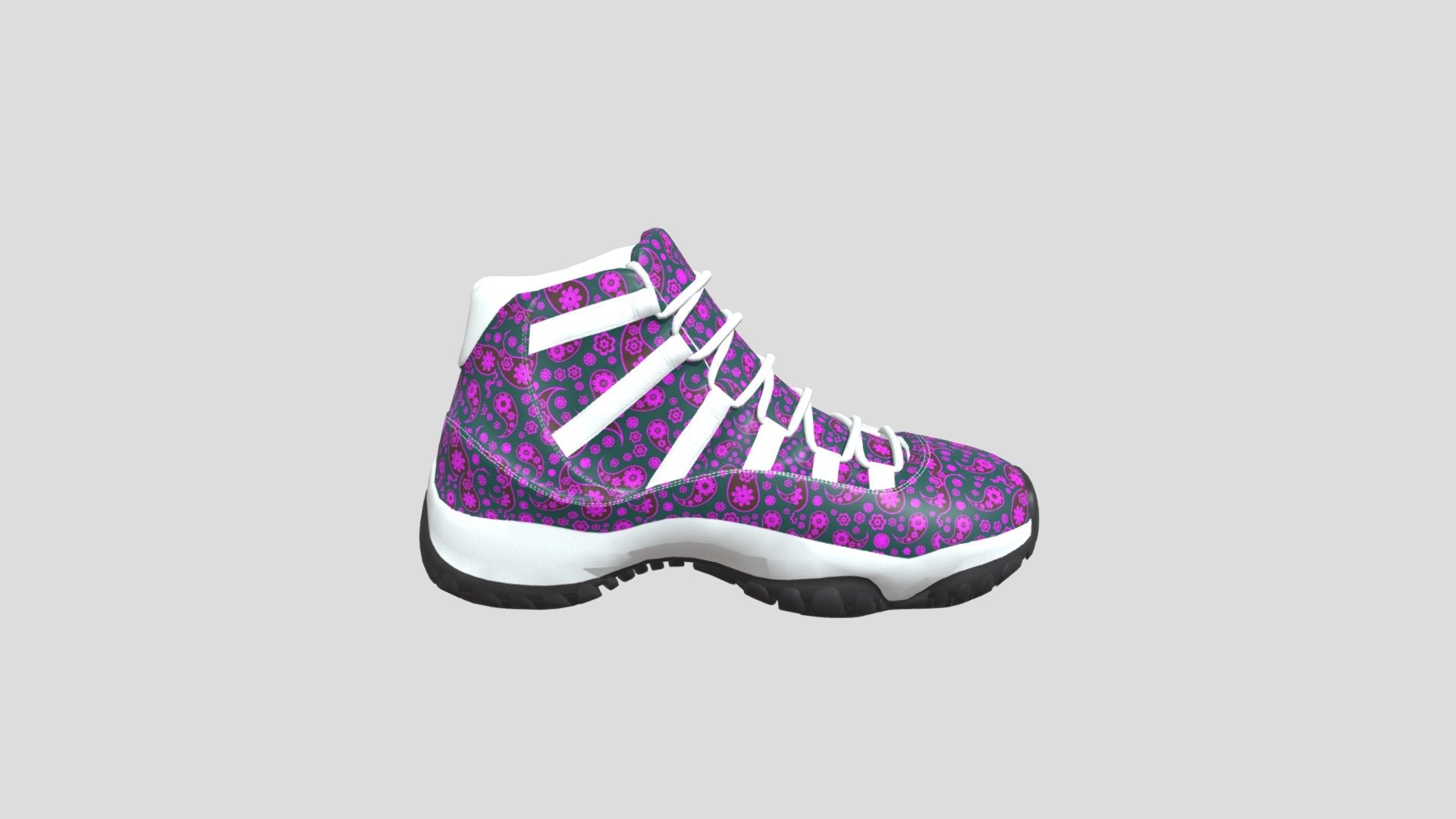 Left Sneaker - Bandana Jay 11s Purple/Green