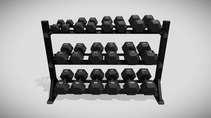 Rubber Dumbbells 3D Model