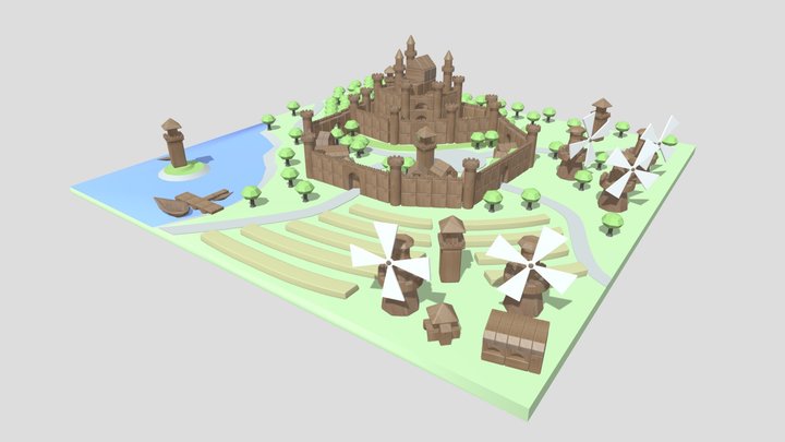 Block Castle 3D Model