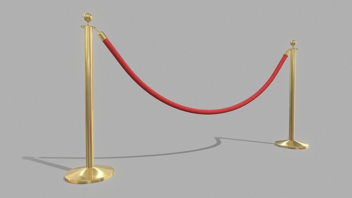 Red Velvet Stanchion Rope 3D Model