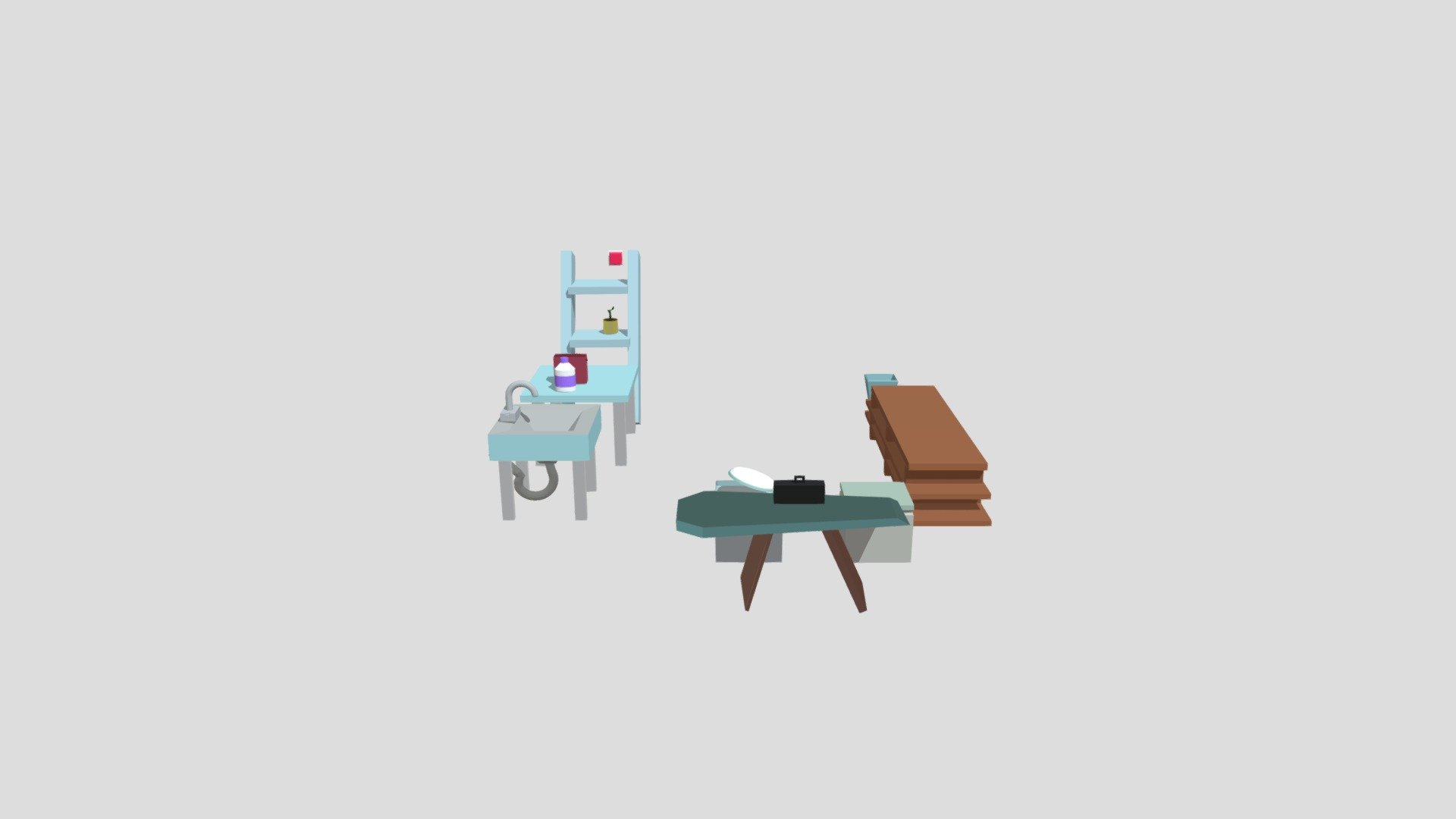 Low poly Laundry room
