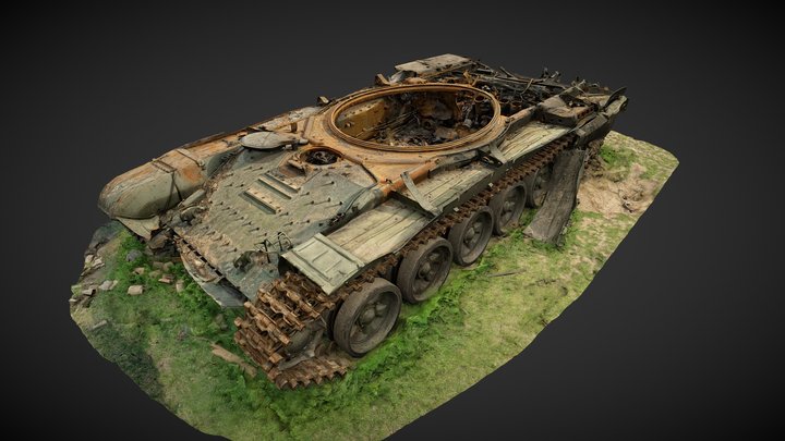 Destroyed rusian Tank 3D Model