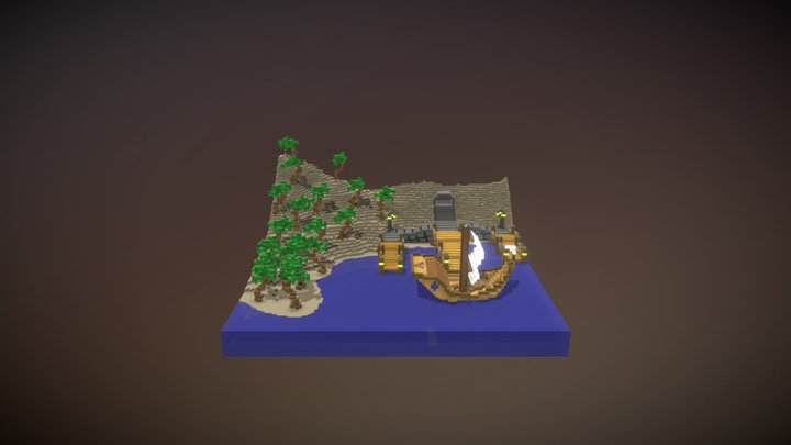 Old island Port Voxel model 3D Model